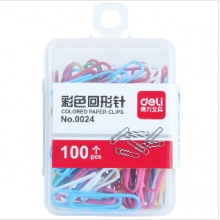 得力 彩色回形针 0024 曲别针 29mm 100枚/盒 10盒装