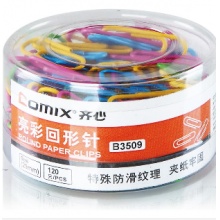 齐心 B3509 29mm彩色回形针 60*30mm 混色 120枚/筒，30筒/盒，120筒/箱