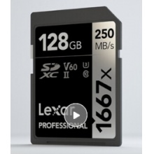 雷克沙（Lexar）128GB 高速SD存储卡U3 V60内存卡读250MB/s 写120MB/s（1667X Pro版 写速大幅提升）