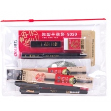 得力(deli)连中三元考试套装 绘图套尺+中性笔+涂卡铅笔+笔芯+橡皮 6696