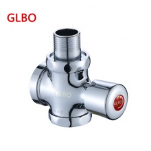 GLBO 手按式蹲便器卫生冲水阀厕所大便器按压式便池冲洗阀门开关阀 铜大阀体-1寸/L.Y