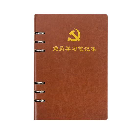 活页式党员学习笔记本A5 党员会议记录本党员本（棕色）.wy