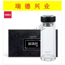 得力8977玻璃杯(黑)220ml盖子锌合金氧化.wy